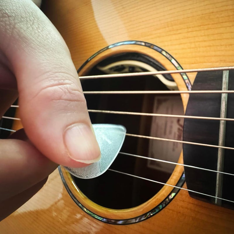 Wingo Guitar Picks with Grip Stamped, Non Slip Picks 5 Pack (073, 088, 1.0, 1.25, 1.5mm) for Acoustic Electric Guitar Bass- Clear Color. - Image 2